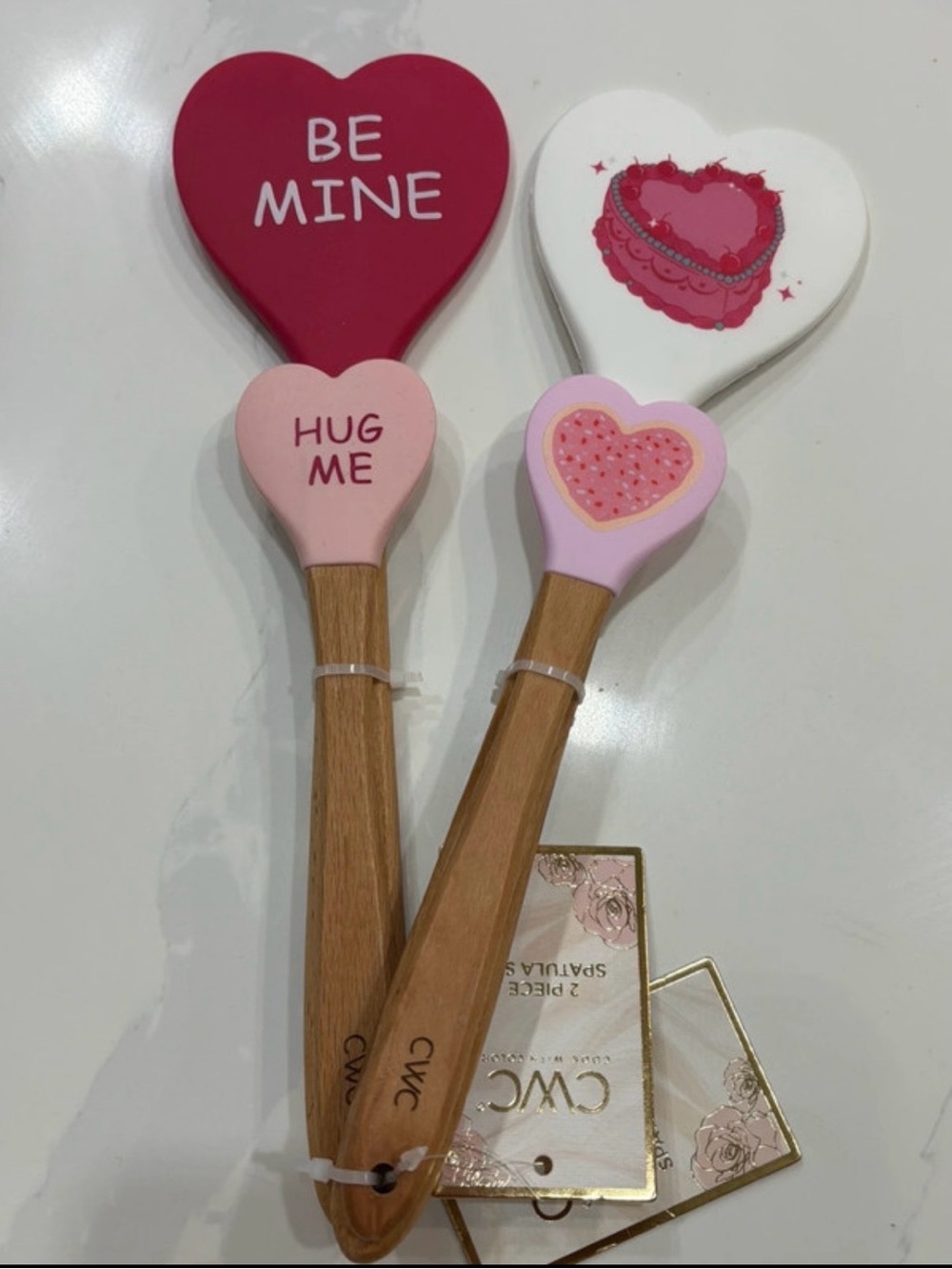 Pink and Red Heart Silicone Spatula Set - Cute Valentine Design